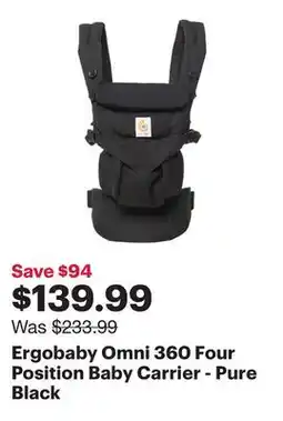 Best Buy Ergobaby Omni 360 Four Position Baby Carrier - Pure Black offer