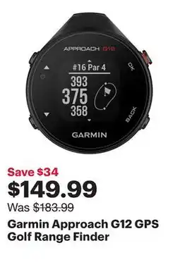 Best Buy Garmin Approach G12 GPS Golf Range Finder offer