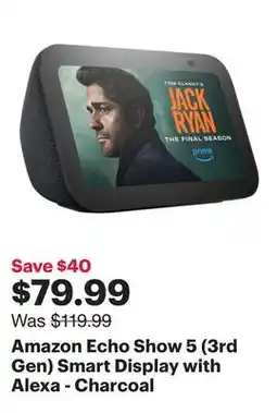 Best Buy Amazon Echo Show 5 (3rd Gen) Smart Display with Alexa - Charcoal offer
