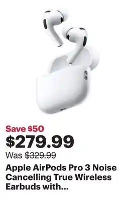 Best Buy Apple AirPods Pro 3 Noise Cancelling True Wireless Earbuds with MagSafe Charging Case offer
