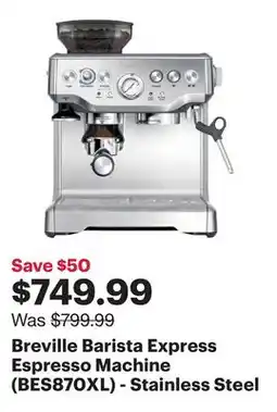 Best Buy Breville Barista Express Espresso Machine (BES870XL) - Stainless Steel offer