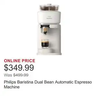 Costco Philips Baristina Dual Bean Automatic Espresso Machine offer