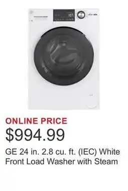 Costco GE 24 in. 2.8 cu. ft. (IEC) White Front Load Washer with Steam offer