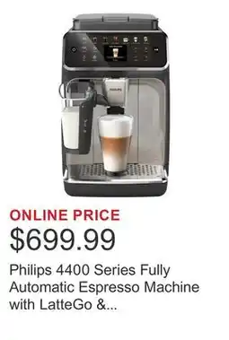 Costco Philips 4400 Series Fully Automatic Espresso Machine with LatteGo & Iced Coffee offer