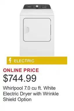 Costco Whirlpool 7.0 cu ft. White Electric Dryer with Wrinkle Shield Option offer