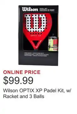 Costco Wilson OPTIX XP Padel Kit, w/ Racket and 3 Balls offer