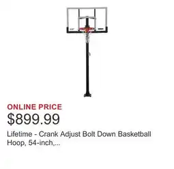 Costco Lifetime - Crank Adjust Bolt Down Basketball Hoop, 54-inch, tempered glass offer
