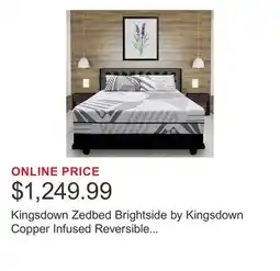 Costco Kingsdown Zedbed Brightside by Kingsdown Copper Infused Reversible Mattress offer
