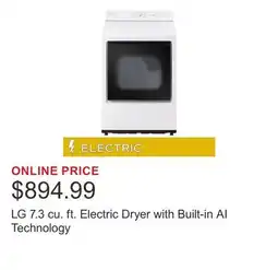 Costco LG 7.3 cu. ft. Electric Dryer with Built-in AI Technology offer