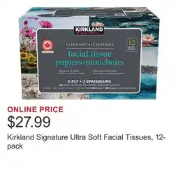 Costco Kirkland Signature Ultra Soft Facial Tissues, 12-pack offer