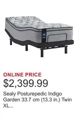 Costco Sealy Posturepedic Indigo Garden 33.7 cm (13.3 in.) Twin XL Mattress with Adjustable Base offer