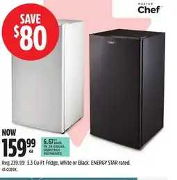 Canadian Tire Mater Chef 3.3 Cu-Ft Fridge offer