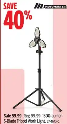 Canadian Tire MotoMaster 1500-Lumen 3-Blade Tripod Work Light offer