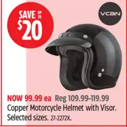 Canadian Tire Vcan Copper Motorcycle Helmet with Visor offer
