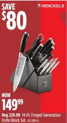 Canadian Tire Henckels 14-Pc Forged Generation Knife Block Set offer