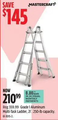 Canadian Tire Mastercraft Grade 1 Aluminum Multi-Task Ladder, 21´ offer