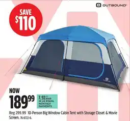 Canadian Tire Outbound 10-Person Big Window Cabin Tent with Storage Closet & Movie Screen offer