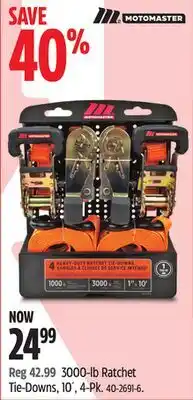 Canadian Tire MotoMaster 3000-lb Ratchet Tie-Downs, 10´, 4-Pk offer