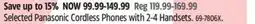 Canadian Tire Selected Panasonic Cordless Phones with 2-4 Handsets offer