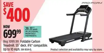 Canadian Tire PRO-FORM Foldable Carbon Treadmill offer