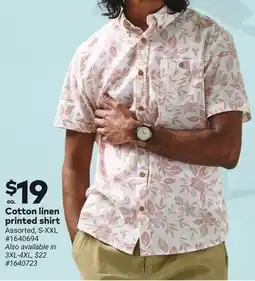 Giant Tiger Cotton linen printed shirt offer