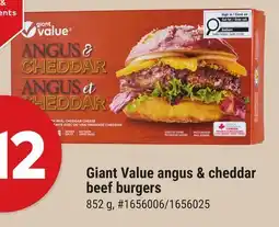 Giant Tiger Giant Value angus & cheddar beef burgers offer