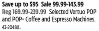 Canadian Tire NESPRESSO Selected Vertuo POP and POP+ Coffee and Espresso Machines offer