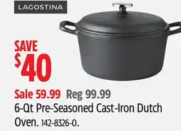 Canadian Tire LAGOSTINA 6-Qt Pre-Seasoned Cast-Iron Dutch Oven offer