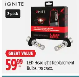 Canadian Tire IGNITE LED Headlight Replacement Bulbs offer