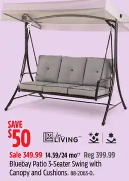 Canadian Tire CANVAS Bluebay Patio 3-Seater Swing with Canopy and Cushions offer