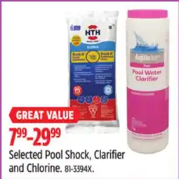 Canadian Tire Selected Pool Shock, Clarifier and Chlorine offer