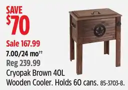 Canadian Tire Cryopak Brown 40L Wooden Cooler offer