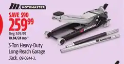 Canadian Tire Motomaster 3-Ton Heavy-Duty Long-Reach Garage Jack offer