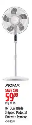 Canadian Tire NOMA 16˝ Dual Blade 3-Speed Pedestal Fan with Remote offer