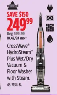 Canadian Tire Bissell CrossWave* HydroSteam Plus Wet/Dry Vacuum & Floor Washer with Steam offer