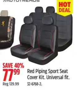 Canadian Tire AUTOTRENDS Red Piping Sport Seat Cover Kit. Universal fit offer