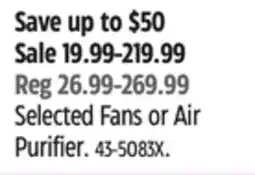 Canadian Tire Honeywell Selected Fans or Air Purifier offer