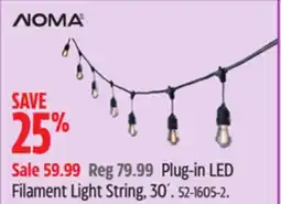 Canadian Tire NOMA Plug-in LED Filament Light String, 30´ offer