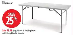 Canadian Tire For Living 6´ Folding Table with Carry Handle offer