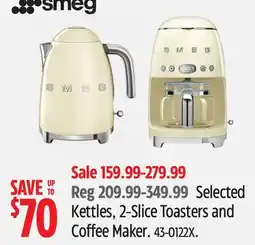 Canadian Tire SMEG Selected Kettles, 2-Slice Toasters and Coffee Maker offer