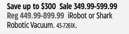 Canadian Tire iRobot or Shark Robotic Vacuum offer