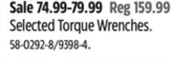 Canadian Tire MAXIMUM Selected Torque Wrenches offer