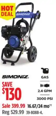 Canadian Tire Simoniz 3000 PSI Gas Pressure Washer & Accessories, Heavy Duty offer