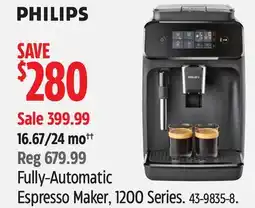 Canadian Tire PHILIPS Fully-Automatic Espresso Maker, 1200 Series offer