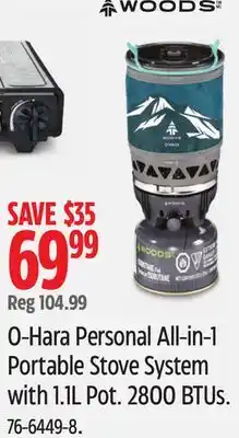 Canadian Tire Woods O-Hara Personal All-in-1 Portable Stove System with 1.1L Pot offer