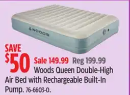 Canadian Tire Woods Queen Double-High Air Bed with Rechargeable Built-In Pump offer