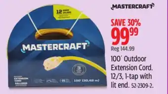 Canadian Tire Mastercraft 100´ Outdoor Extension Cord offer
