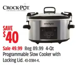Canadian Tire 4-Qt Programmable Slow Cooker with Locking Lid offer