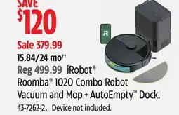 Canadian Tire iRobot Roomba 1020 Combo Robot Vacuum and Mop + AutoEmpty Dock offer