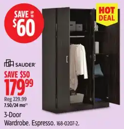 Canadian Tire SAUDER 3-Door Wardrobe offer